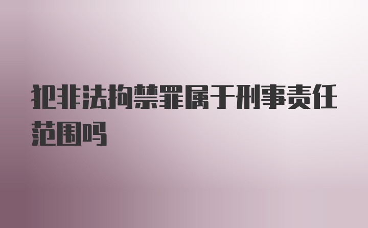 犯非法拘禁罪属于刑事责任范围吗