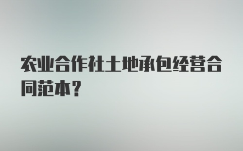 农业合作社土地承包经营合同范本？