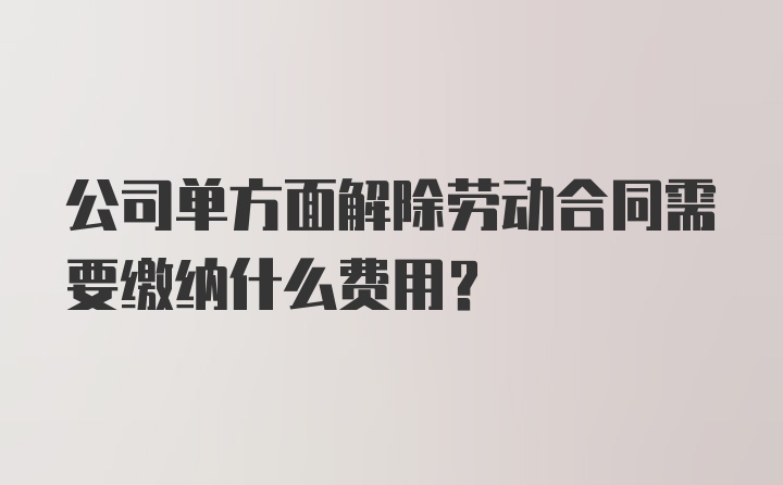 公司单方面解除劳动合同需要缴纳什么费用？