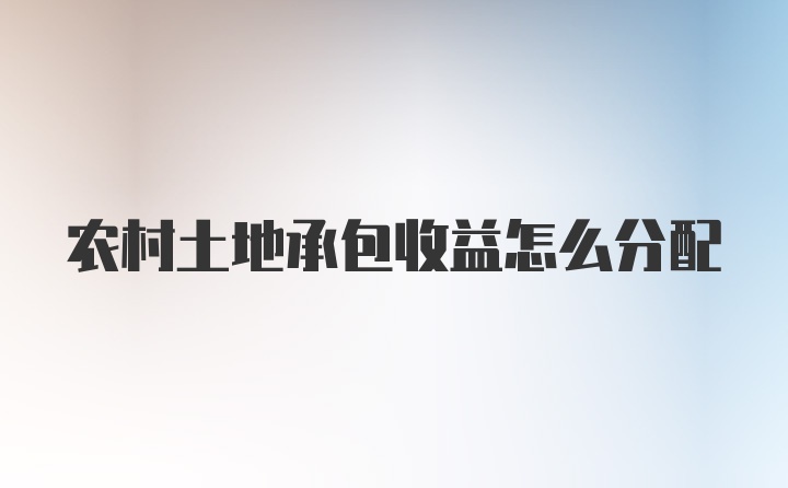 农村土地承包收益怎么分配