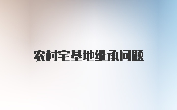 农村宅基地继承问题