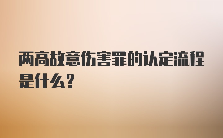 两高故意伤害罪的认定流程是什么?