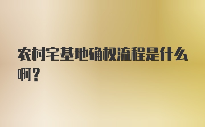 农村宅基地确权流程是什么啊？