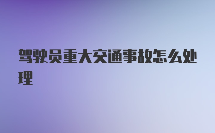 驾驶员重大交通事故怎么处理