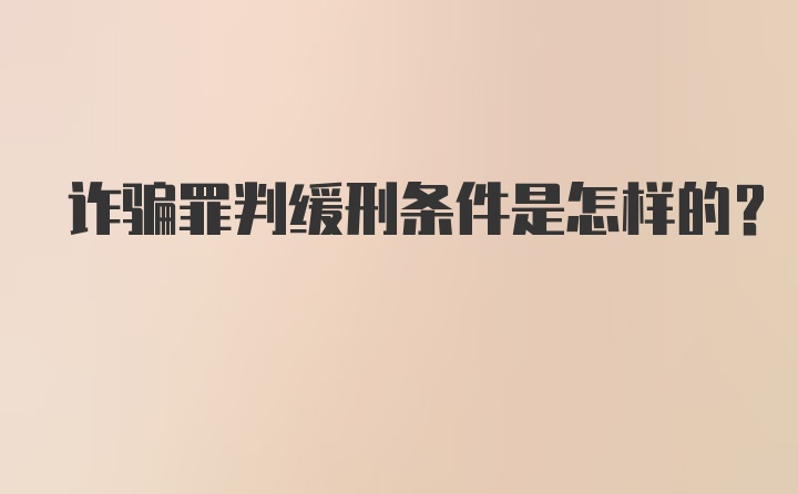 诈骗罪判缓刑条件是怎样的？