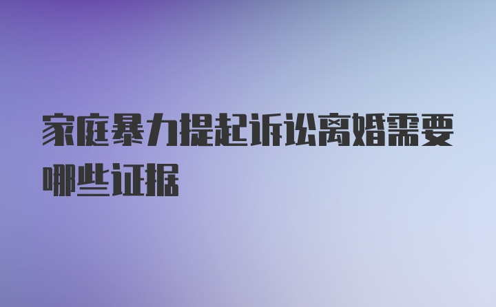 家庭暴力提起诉讼离婚需要哪些证据