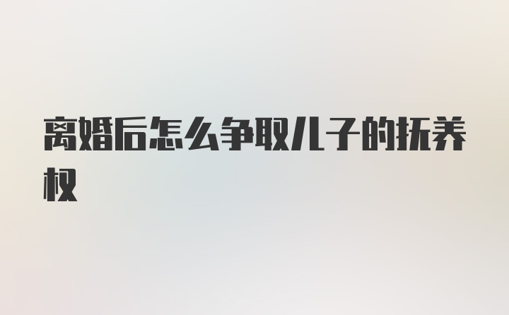 离婚后怎么争取儿子的抚养权