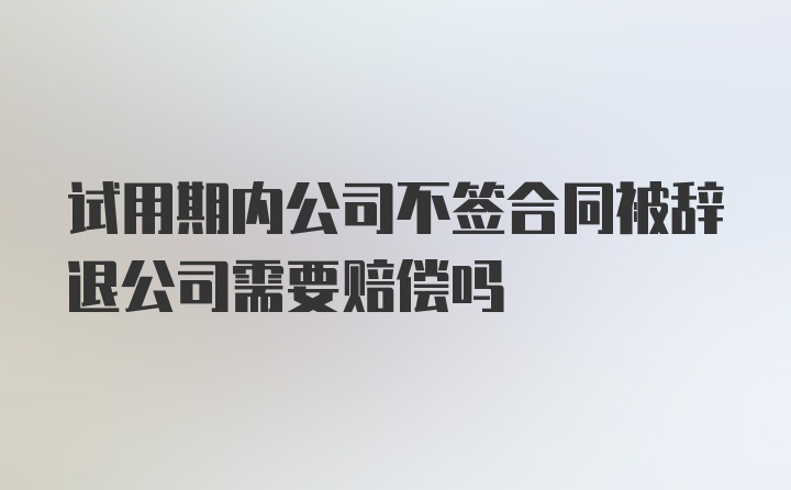 试用期内公司不签合同被辞退公司需要赔偿吗