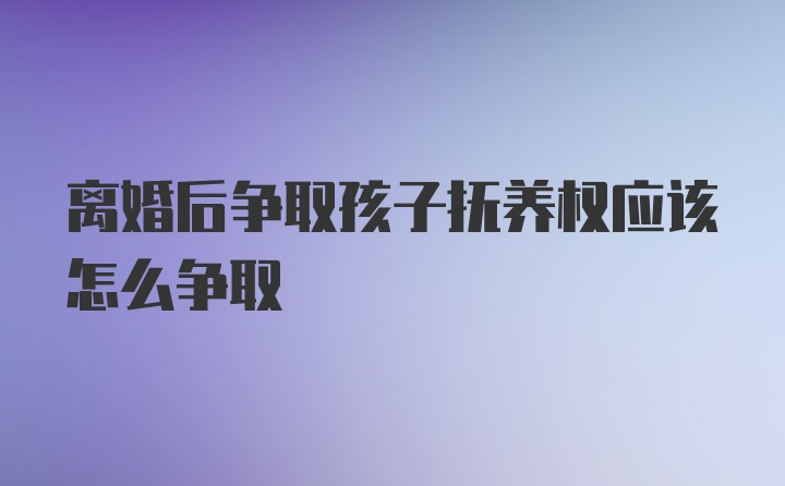 离婚后争取孩子抚养权应该怎么争取