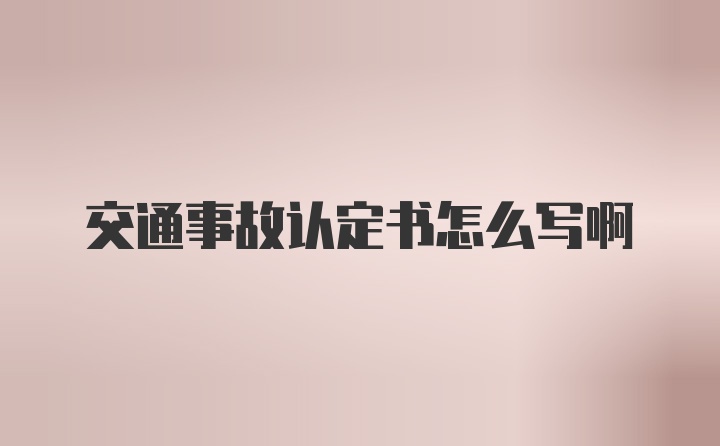 交通事故认定书怎么写啊