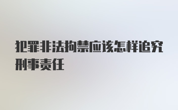 犯罪非法拘禁应该怎样追究刑事责任