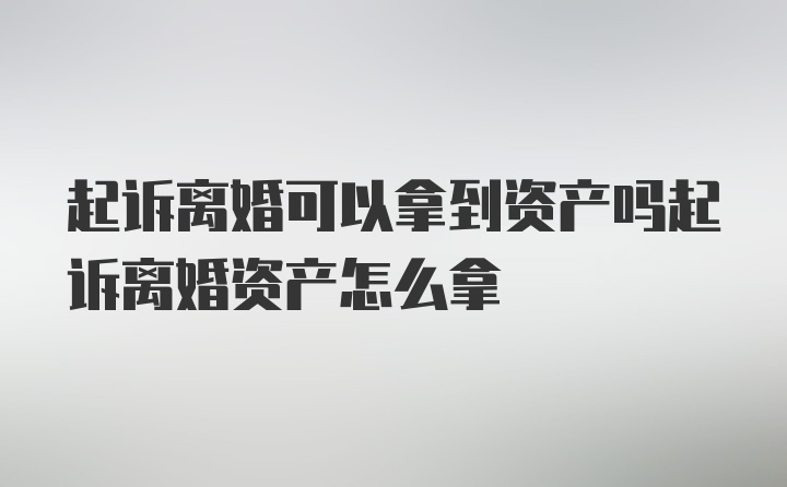 起诉离婚可以拿到资产吗起诉离婚资产怎么拿