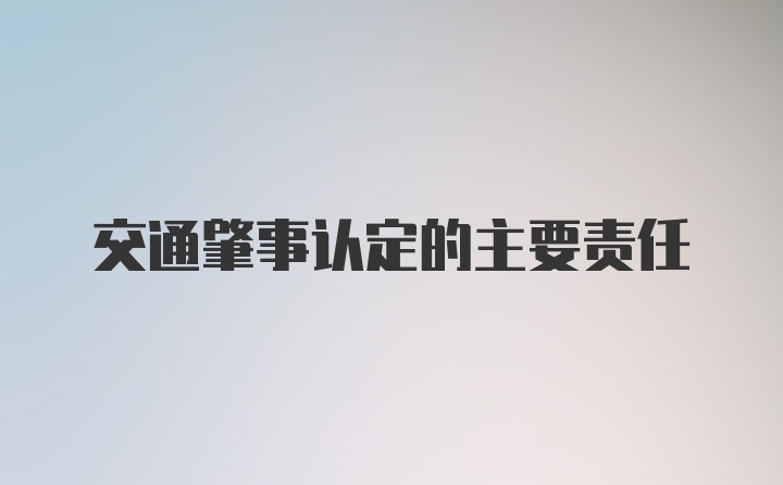 交通肇事认定的主要责任