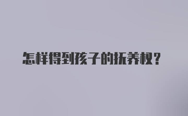 怎样得到孩子的抚养权？