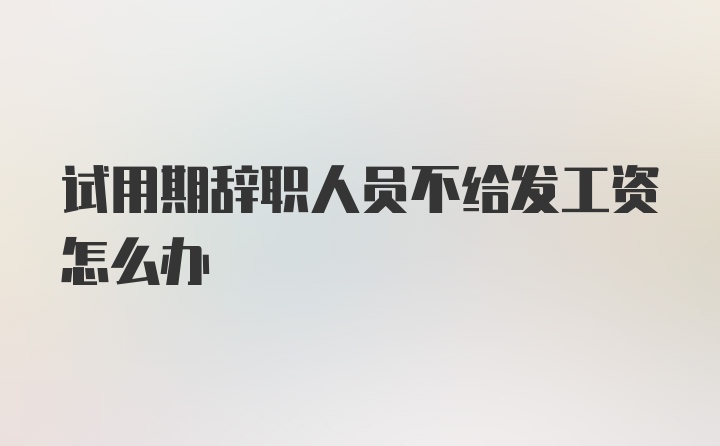 试用期辞职人员不给发工资怎么办