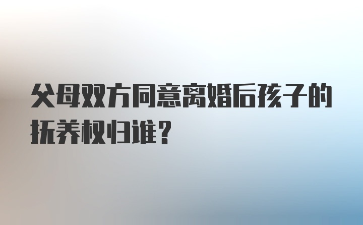 父母双方同意离婚后孩子的抚养权归谁？