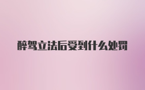 醉驾立法后受到什么处罚