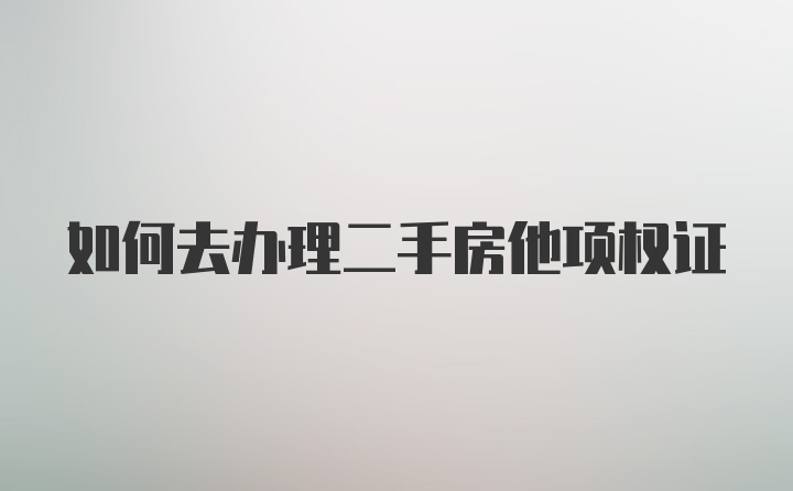 如何去办理二手房他项权证