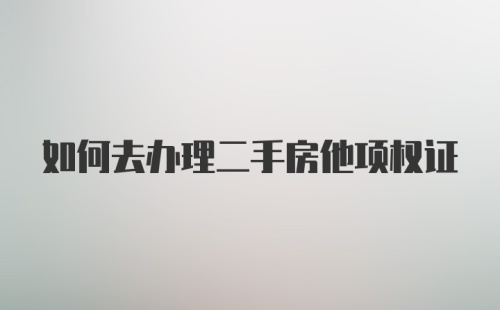 如何去办理二手房他项权证