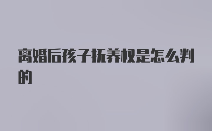 离婚后孩子抚养权是怎么判的