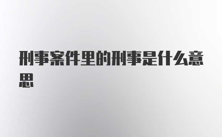 刑事案件里的刑事是什么意思