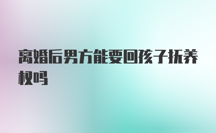 离婚后男方能要回孩子抚养权吗