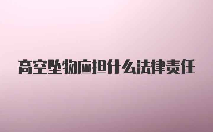 高空坠物应担什么法律责任