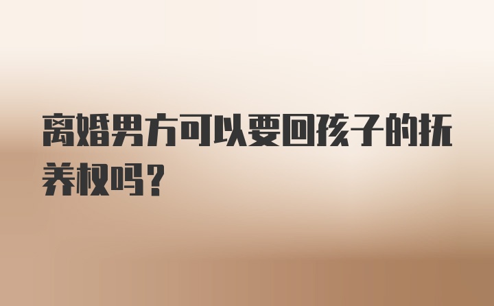 离婚男方可以要回孩子的抚养权吗?