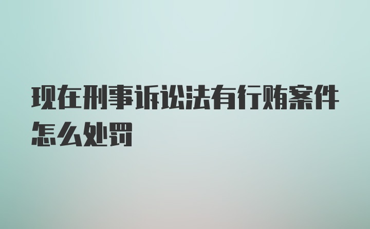 现在刑事诉讼法有行贿案件怎么处罚