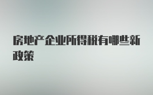 房地产企业所得税有哪些新政策