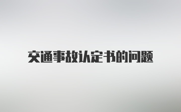 交通事故认定书的问题