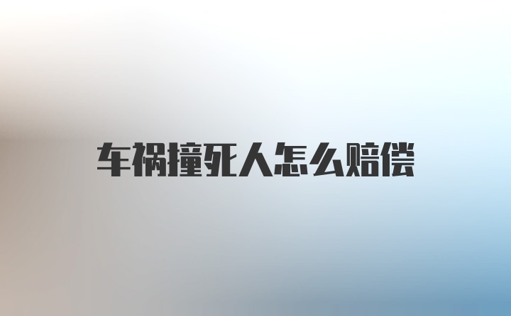 车祸撞死人怎么赔偿