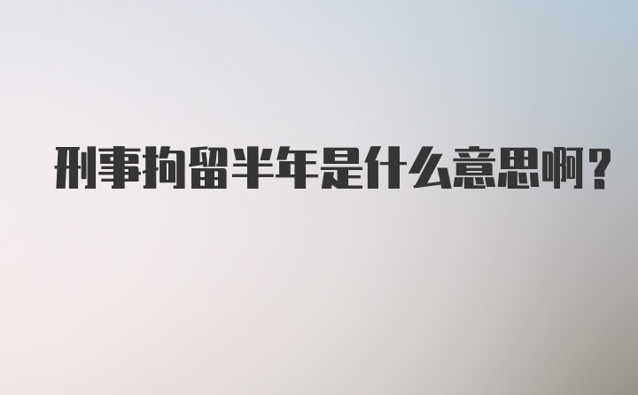 刑事拘留半年是什么意思啊?