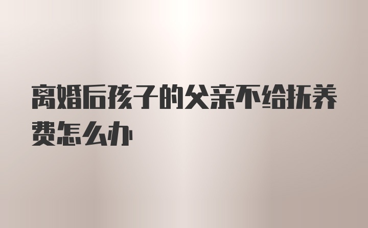 离婚后孩子的父亲不给抚养费怎么办