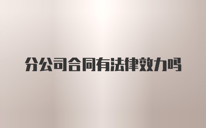 分公司合同有法律效力吗