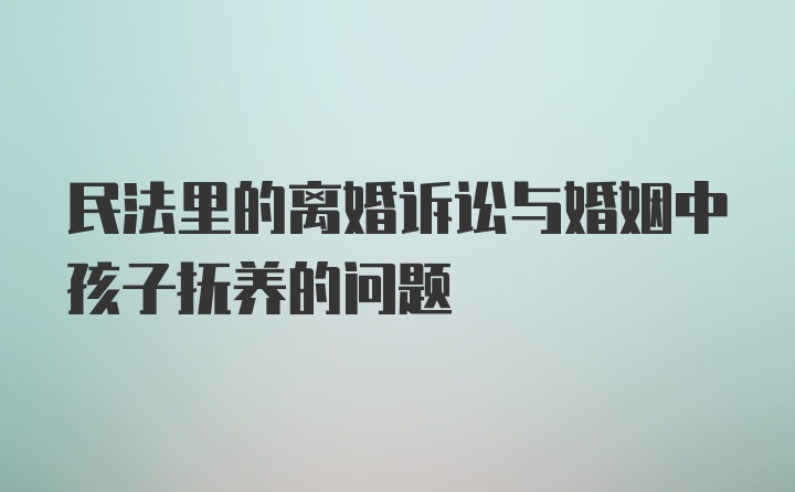 民法里的离婚诉讼与婚姻中孩子抚养的问题