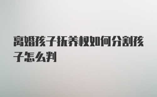 离婚孩子抚养权如何分割孩子怎么判