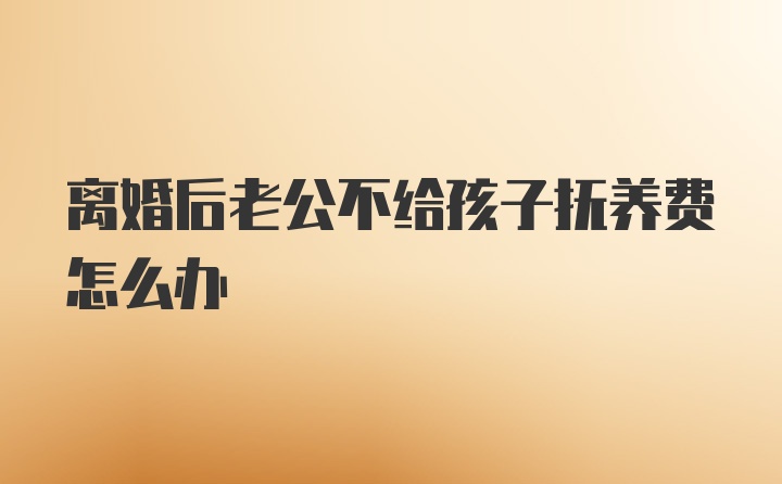 离婚后老公不给孩子抚养费怎么办