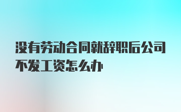 没有劳动合同就辞职后公司不发工资怎么办