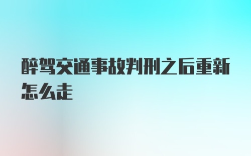 醉驾交通事故判刑之后重新怎么走