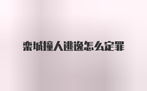 栾城撞人逃逸怎么定罪