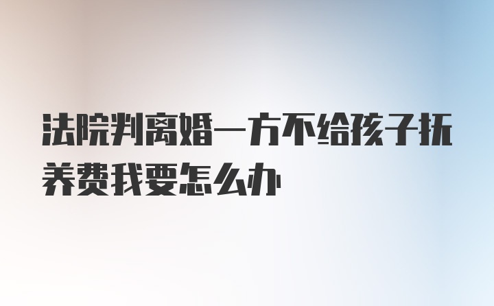 法院判离婚一方不给孩子抚养费我要怎么办