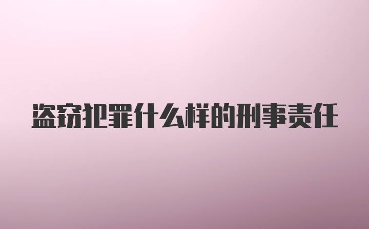 盗窃犯罪什么样的刑事责任