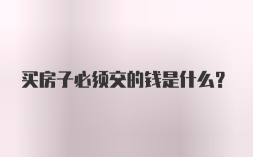 买房子必须交的钱是什么？