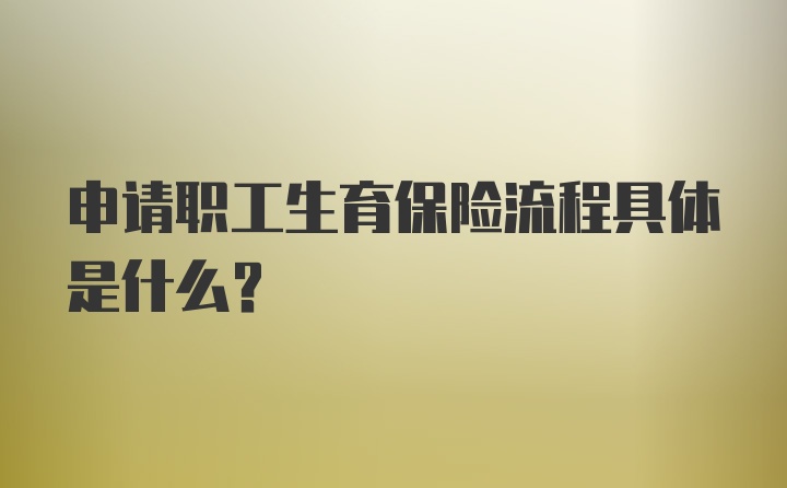 申请职工生育保险流程具体是什么？