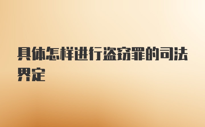 具体怎样进行盗窃罪的司法界定