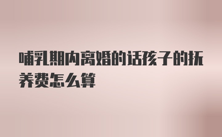 哺乳期内离婚的话孩子的抚养费怎么算