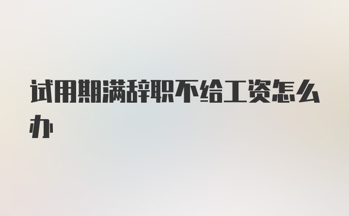 试用期满辞职不给工资怎么办