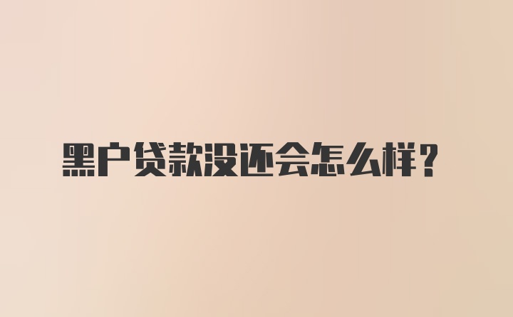 黑户贷款没还会怎么样？