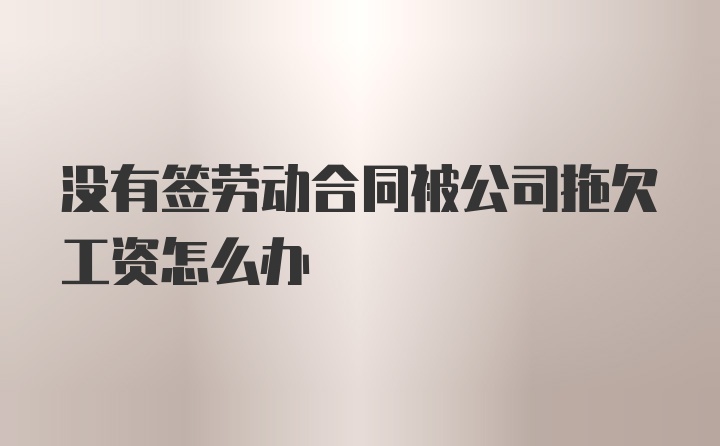 没有签劳动合同被公司拖欠工资怎么办